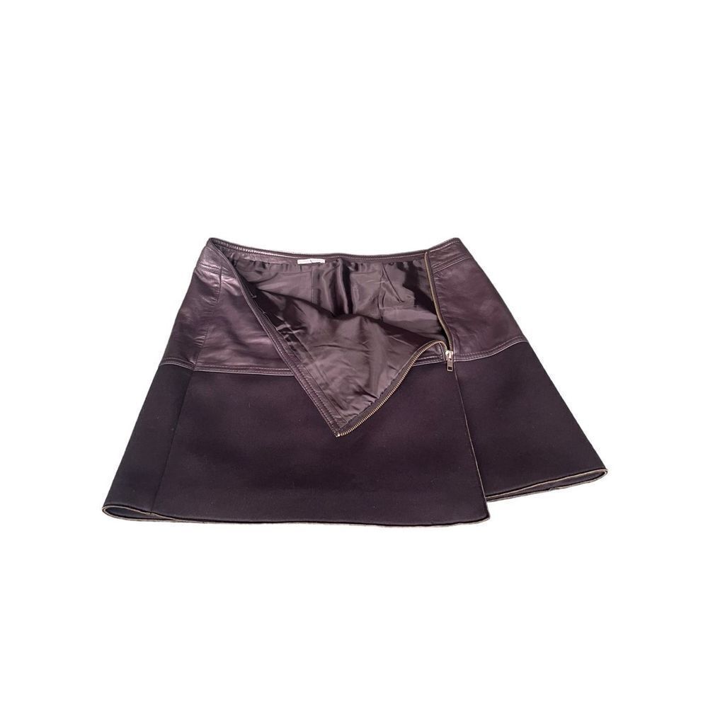 Halogen Black Leather Asymmetric Mini Skirt Sz 12​​​ - Picture 3 of 8